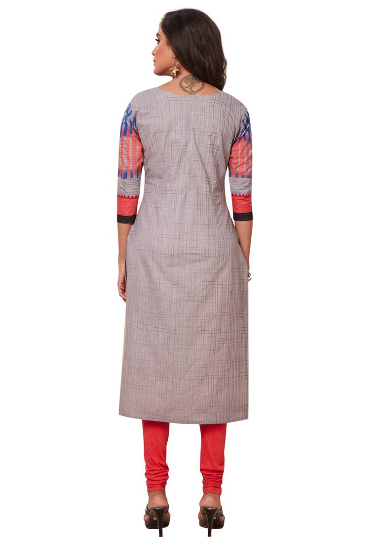 Women's Pack of 2 Cotton Printed Straight Fit Readymade Kurti combo