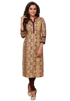 Women's Pack of 2 Cotton Printed Straight Fit Readymade Kurti combo 2