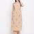 Women's  Beige Cotton Embroidered Straight Kurta Pant Set