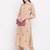 Women's  Beige Cotton Embroidered Straight Kurta Pant Set