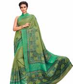 Green printed Kota Cotton saree with blouse