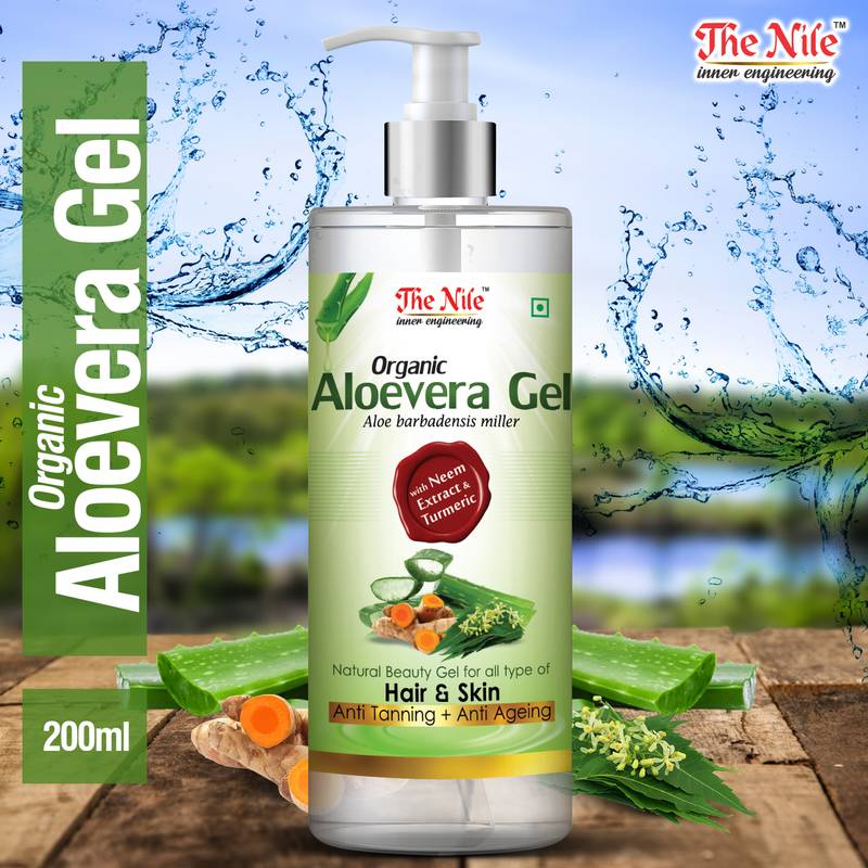 The Nile Organic 100% Pure Aloe Vera Gel with Neem & Turmeric Extracts For Anti Tanning + Anti Ageing