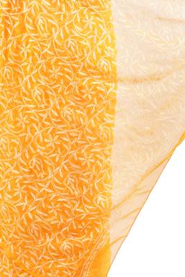 Mustard Hand Embroidered Lucknow Chikan Tepchi WorK Faux Georgette Saree with Blouse 4