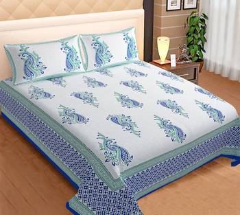 Paisely Print Cotton King Size Bedsheet with 2 Pillow Cover 1