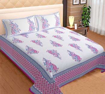 Paisely Print Cotton King Size Bedsheet with 2 Pillow Cover 1