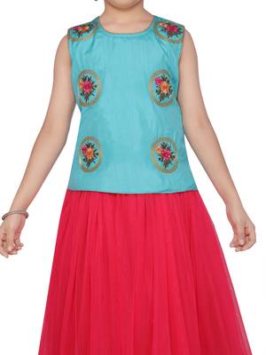 Red woven silk stitched lehenga 4