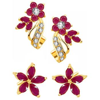 Red crystal combo-earrings 1