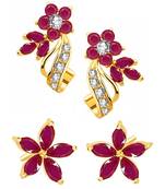 Red crystal combo-earrings