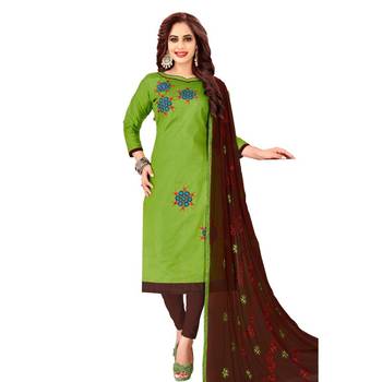 Dark-green embroidered cotton salwar 1