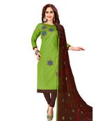 Dark-green embroidered cotton salwar
