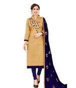 Beige embroidered cotton salwar