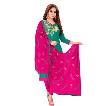 Dark-green embroidered cotton salwar 1