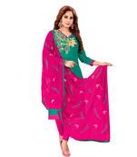 Dark-green embroidered cotton salwar