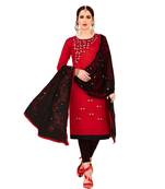 Red embroidered cotton salwar
