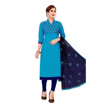 Sky-blue embroidered cotton salwar 1