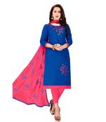 Blue embroidered cotton salwar