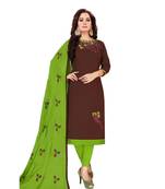 Brown embroidered cotton salwar