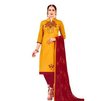 Yellow embroidered cotton salwar 1