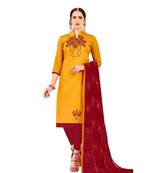 Yellow embroidered cotton salwar