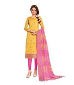 Yellow paisley print cotton salwar
