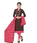 Brown embroidered cotton salwar