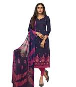Dark-blue embroidered cotton silk salwar