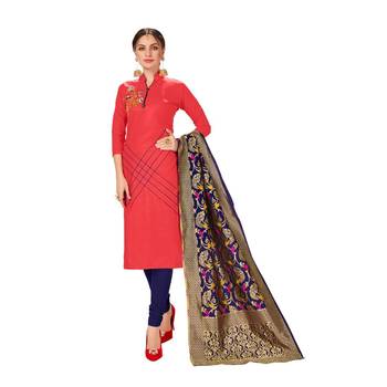 Red woven cotton salwar 1