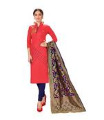 Red woven cotton salwar