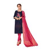 Navy-blue woven cotton salwar