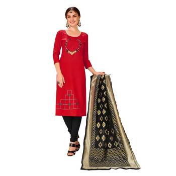Red woven cotton salwar 1