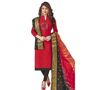 Red embroidered cotton salwar 1