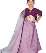Kids Purple Blouse And Lavender Lehenga Choli For Girls 