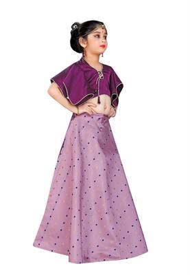 Kids Purple Blouse And Lavender Lehenga Choli For Girls  2