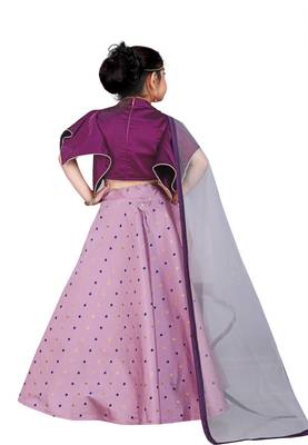 Kids Purple Blouse And Lavender Lehenga Choli For Girls  3