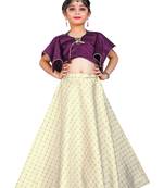 Kids Purple Blouse And White Lehenga Choli For Girls 