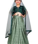 Kids Green Blouse And Pista Lehenga Choli For Girls 