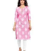 Light-pink printed cotton cotton-kurtis