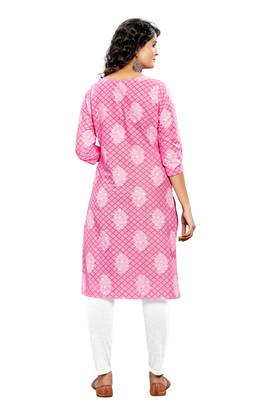 Light-pink printed cotton cotton-kurtis 2
