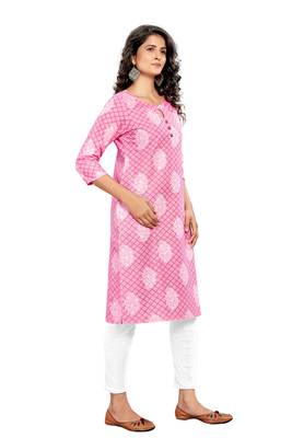 Light-pink printed cotton cotton-kurtis 3