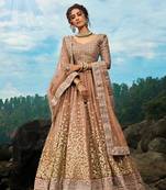 CAPTIVATING BROWN DORI AND SEQUINS EMBROIDERED NET WEDDING LEHENGA