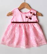 Pink plain satin kids-frocks