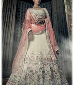 Light-off-white embroidered georgette unstitched lehenga