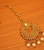 Gold pearl maang-tikka
