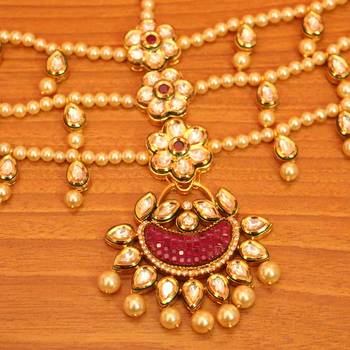 Red pearl maang-tikka 2