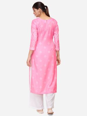 Pink & White Colored Printed Kurta Set 2