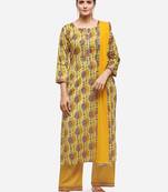 Yellow Color Unstitched Dress Material