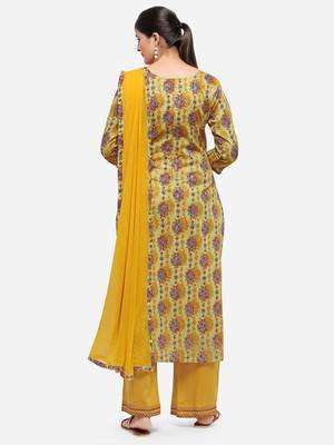 Yellow Color Unstitched Dress Material 2