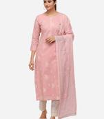 Pink Color Block Printed Unstitched Dress Material