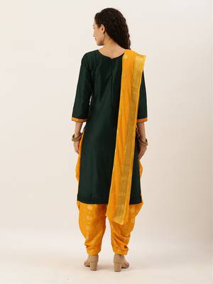 Green & Yellow Color Dress Material 2