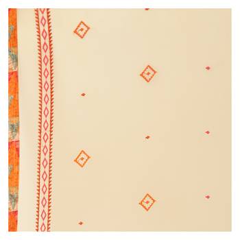 Orange Color Printed Unstitched Dress Material 4